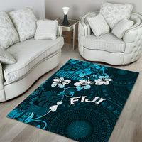 Fiji Masi Area Rug Fijian Hibiscus Tapa Sky Blue Version LT01 - Polynesian Pride