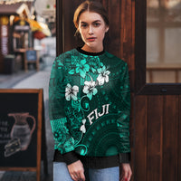 Fiji Masi Ugly Christmas Sweater Fijian Hibiscus Tapa Turquoise Version LT01 - Polynesian Pride