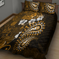 Fiji Masi Paisley With Hibiscus Tapa Quilt Bed Set Gold Version LT01 - Polynesian Pride