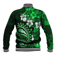 Fiji Masi Paisley With Hibiscus Tapa Baseball Jacket Green Version LT01 - Polynesian Pride