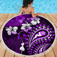 Fiji Masi Paisley Beach Blanket Fijian Hibiscus Tapa Purple Version LT01 - Polynesian Pride