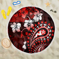 Fiji Masi Paisley Beach Blanket Fijian Hibiscus Tapa Red Version LT01 One Size 150cm Red - Polynesian Pride