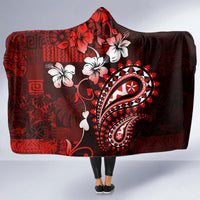 Fiji Masi Paisley Hooded Blanket Fijian Hibiscus Tapa Red Version LT01 - Polynesian Pride