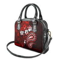 Fiji Masi Paisley Shoulder Handbag Fijian Hibiscus Tapa Red Version LT01 - Polynesian Pride