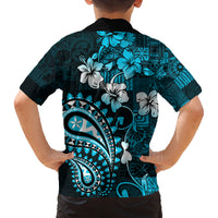Fiji Masi Paisley Family Matching Puletasi Dress and Hawaiian Shirt Fijian Hibiscus Tapa Sky Blue Version LT01 - Polynesian Pride