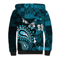 Fiji Masi Paisley Sherpa Hoodie Fijian Hibiscus Tapa Sky Blue Version LT01 - Polynesian Pride