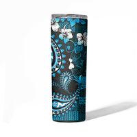 Fiji Masi Paisley Skinny Tumbler Fijian Hibiscus Tapa Sky Blue Version