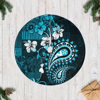Fiji Masi Paisley Tree Skirt Fijian Hibiscus Tapa Sky Blue Version LT01 Casual Tree Skirts Blue - Polynesian Pride