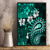 Fiji Masi Paisley Canvas Wall Art Fijian Hibiscus Tapa Turquoise Version LT01 - Polynesian Pride