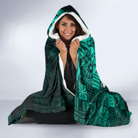 Fiji Masi Paisley Hooded Blanket Fijian Hibiscus Tapa Turquoise Version LT01 - Polynesian Pride