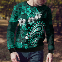 Fiji Masi Paisley Ugly Christmas Sweater Fijian Hibiscus Tapa Turquoise Version LT01 - Polynesian Pride