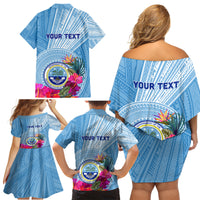 Micronesia Culture Day Family Matching Off Shoulder Short Dress and Hawaiian Shirt Tribal Pattern Tropical Style LT01 - Polynesian Pride
