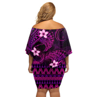 FSM Culture Day Family Matching Off Shoulder Short Dress and Hawaiian Shirt Tribal Pattern Pink Version LT01 - Polynesian Pride