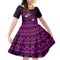 FSM Culture Day Kid Short Sleeve Dress Tribal Pattern Pink Version LT01 KID Pink - Polynesian Pride