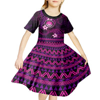 FSM Culture Day Kid Short Sleeve Dress Tribal Pattern Pink Version LT01 - Polynesian Pride