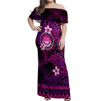 FSM Culture Day Off Shoulder Maxi Dress Tribal Pattern Pink Version LT01 Women Pink - Polynesian Pride
