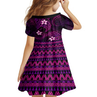 FSM Chuuk State Family Matching Off Shoulder Short Dress and Hawaiian Shirt Tribal Pattern Pink Version LT01 - Polynesian Pride