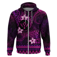 FSM Kosrae State Hoodie Tribal Pattern Pink Version LT01 Zip Hoodie Pink - Polynesian Pride