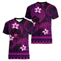 FSM Pohnpei State Women V Neck T Shirt Tribal Pattern Pink Version LT01 - Polynesian Pride