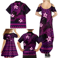 FSM Yap State Family Matching Summer Maxi Dress and Hawaiian Shirt Tribal Pattern Pink Version LT01 - Polynesian Pride