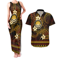 FSM Culture Day Couples Matching Tank Maxi Dress and Hawaiian Shirt Tribal Pattern Gold Version LT01 Gold - Polynesian Pride