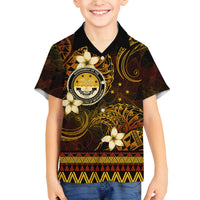 FSM Culture Day Family Matching Puletasi and Hawaiian Shirt Tribal Pattern Gold Version LT01 Son's Shirt Gold - Polynesian Pride
