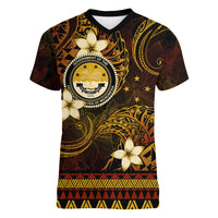 FSM Culture Day Women V Neck T Shirt Tribal Pattern Gold Version LT01 Female Gold - Polynesian Pride