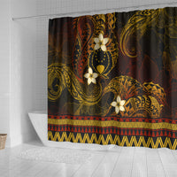 FSM Pohnpei State Shower Curtain Tribal Pattern Gold Version