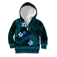 FSM Pohnpei State Kid Hoodie Tribal Pattern Ocean Version LT01 Zip Hoodie Blue - Polynesian Pride