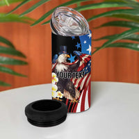 Personalized Northern Mariana Islands 4th of July 4 in 1 Can Cooler Tumbler Plumeria USA Eagle