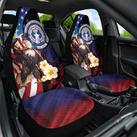 Northern Mariana Islands 4th of July Car Seat Cover Plumeria USA Eagle