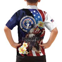 Personalized Northern Mariana Islands 4th of July Family Matching Long Sleeve Bodycon Dress and Hawaiian Shirt Plumeria USA Eagle LT01 - Polynesian Pride