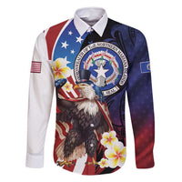 Personalized Northern Mariana Islands 4th of July Family Matching Long Sleeve Bodycon Dress and Hawaiian Shirt Plumeria USA Eagle LT01 Dad's Shirt - Long Sleeve Multicolor - Polynesian Pride