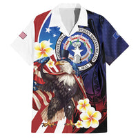Personalized Northern Mariana Islands 4th of July Family Matching Puletasi and Hawaiian Shirt Plumeria USA Eagle
