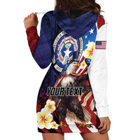 Personalized Northern Mariana Islands 4th of July Hoodie Dress Plumeria USA Eagle