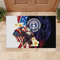 Northern Mariana Islands 4th of July Rubber Doormat Plumeria USA Eagle