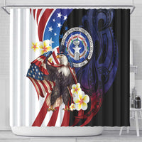 Northern Mariana Islands 4th of July Shower Curtain Plumeria USA Eagle