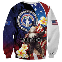 Personalized Northern Mariana Islands 4th of July Sweatshirt Plumeria USA Eagle