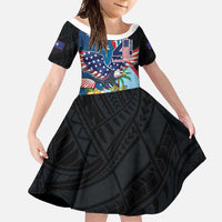 Personalized Guam Fourth of July Family Matching Off Shoulder Maxi Dress and Hawaiian Shirt Tropical Flowers