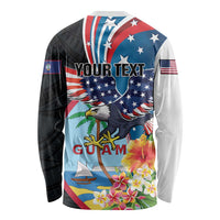 Personalized Guam Fourth of July Long Sleeve Shirt Tropical Flowers