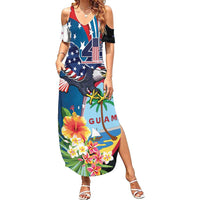 Personalized Guam Fourth of July Summer Maxi Dress Tropical Flowers