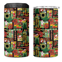 Hawaiian Santa Christmas Pattern 4 in 1 Can Cooler Tumbler Black Version - Polynesian Pride