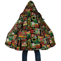 Hawaiian Santa Christmas Pattern Cloak Black Version - Polynesian Pride