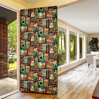 Hawaiian Santa Christmas Pattern Door Cover Black Version - Polynesian Pride