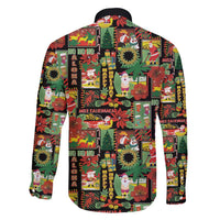 Hawaiian Santa Christmas Pattern Family Matching Long Sleeve Bodycon Dress and Hawaiian Shirt Black Version - Polynesian Pride