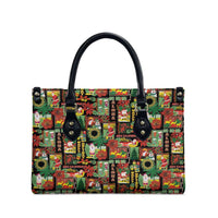 Hawaiian Santa Christmas Pattern Leather Bag Black Version - Polynesian Pride