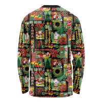 Hawaiian Santa Christmas Pattern Long Sleeve Shirt Black Version - Polynesian Pride