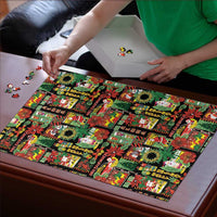 Hawaiian Santa Christmas Pattern Puzzle Black Version - Polynesian Pride
