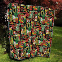 Hawaiian Santa Christmas Pattern Quilt Black Version - Polynesian Pride