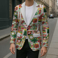 Hawaiian Santa Christmas Pattern Blazer White Version - Polynesian Pride
